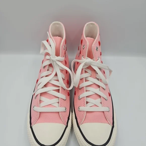 Converse Pink High-Tops with Red Heart Details - Picture 3 of 9